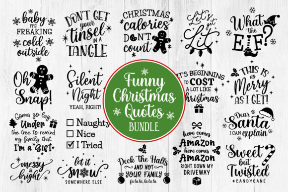 21 Funny Christmas Quotes Illustrations for Branding and Marketing