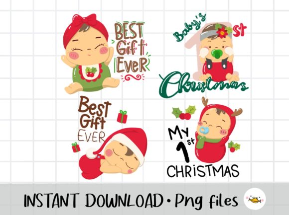 Baby’s First Christmas Png Bundle for Illustrations