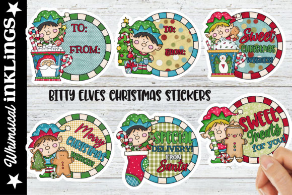 Bitty Elves Christmas Stickers Illustrations