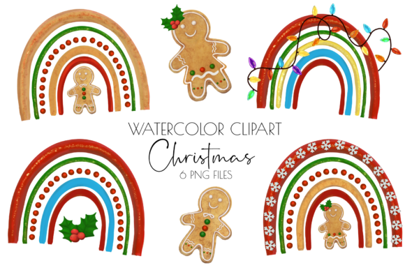 Christmas Clipart, Gingerbread Illustrations for Branding