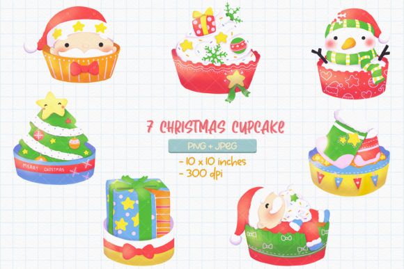 Christmas Cupcake Curt Clipart PNG JPEG for Editorial and Web Design