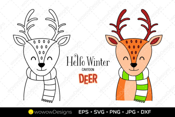 Christmas Cute Cartoon Deer Illustration for Digital Products