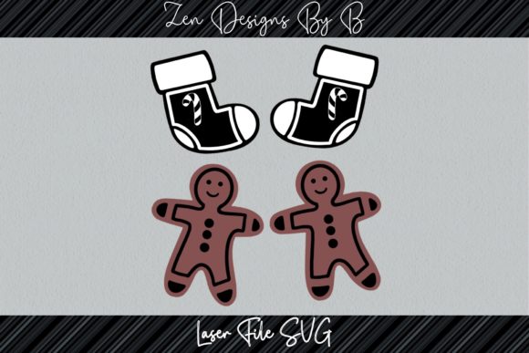 Christmas Earrings Set for Laser Machine Illustrations