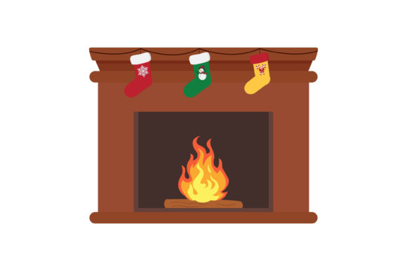 Christmas Fireplace Vector-1: A Festive Illustration for Creative Projects