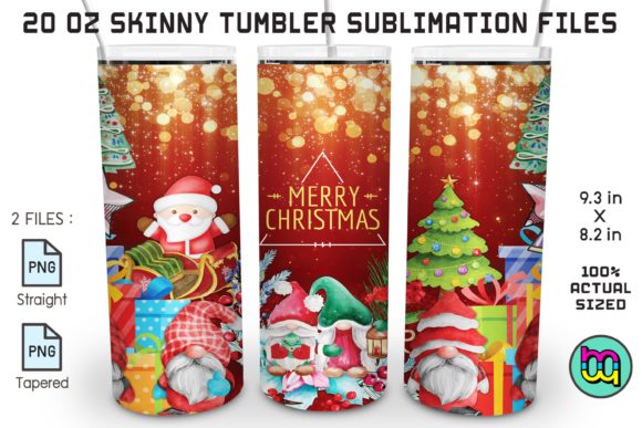 Christmas Glitter Tumbler Santa Claus Illustration