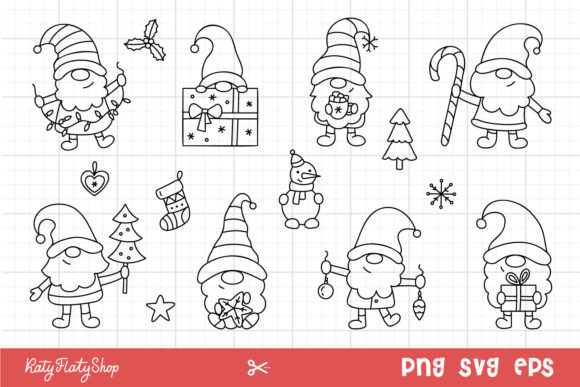 Christmas Gnome Doodle Clipart for Blog & Website Design