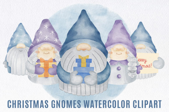 Christmas Gnome Watercolor Clipart PNG for Handmade Creations