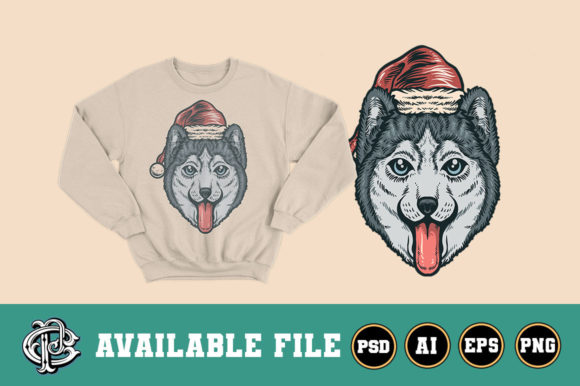 Christmas Husky T-shirt Design Illustrations