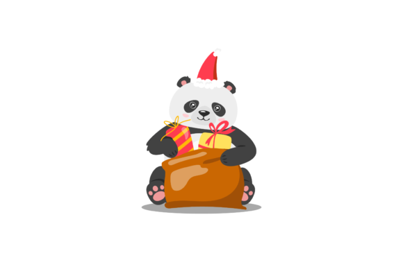 Christmas Illustration Cute Panda Gift