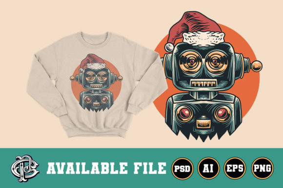 Christmas Robot T-shirt Design Illustrations