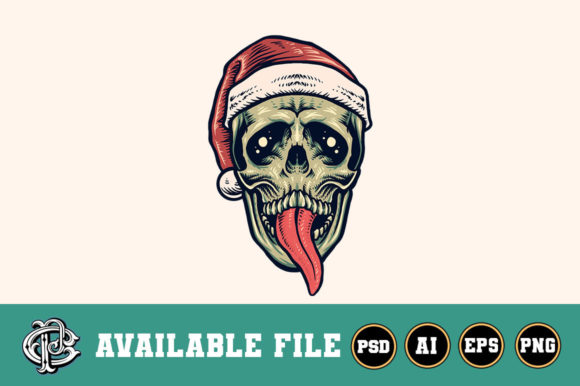 Christmas Skull 2 T-shirt Design for Local Business Branding