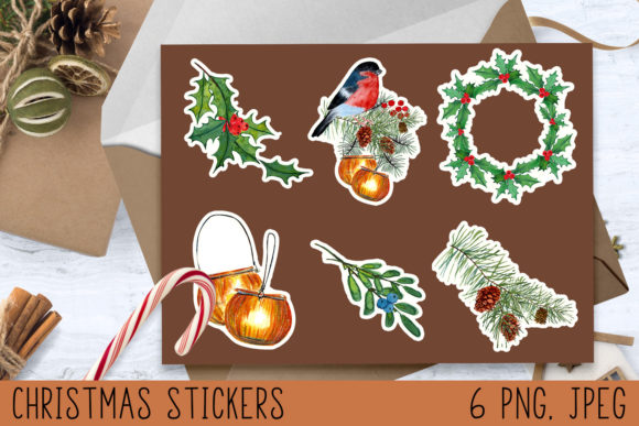 Christmas Stickers Png, Poinsettia Illustrations