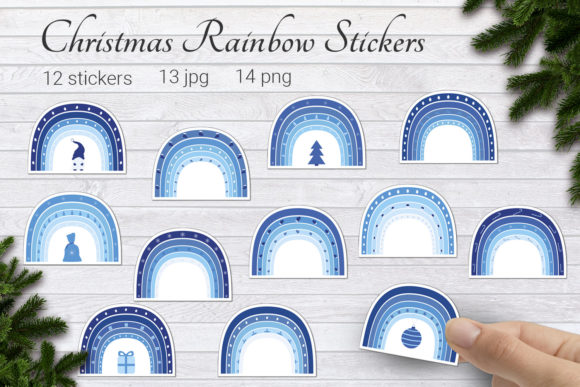 Christmas Stickers Rainbow Bundle for Illustrations