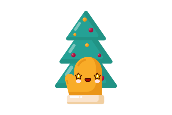 Christmas Tree Gloves Kawaii Cute Svg for Illustrations