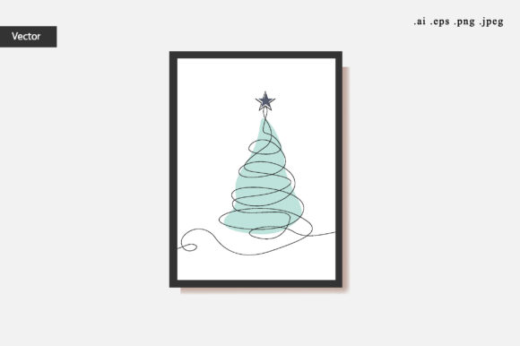 Christmas Tree One Line Drawing Illustration Review