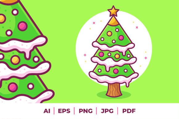 Christmas Tree Vector Design Template for Illustrations