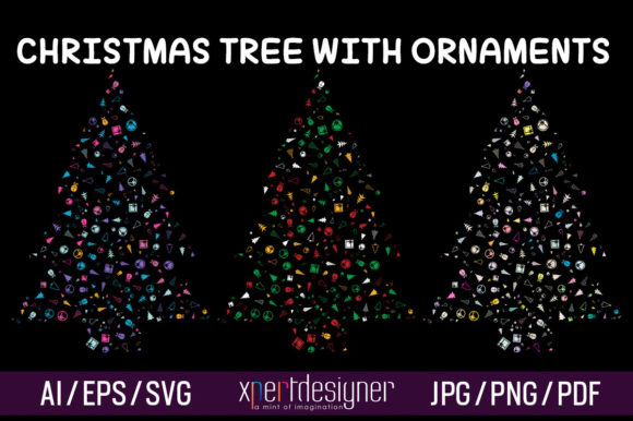 Christmas Tree with Ornaments Vol - 01 Illustrations
