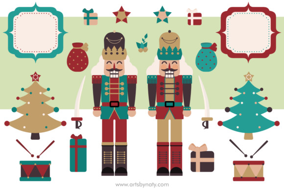 Christmas Twin Nutcrackers Illustration for Digital Selling