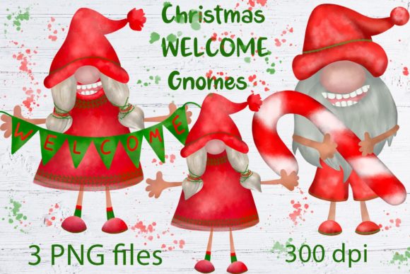 Christmas Welcome Gnome Clipart PNG for Illustrations