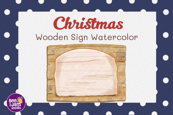 Christmas Wooden Sign Watercolor Illustrations