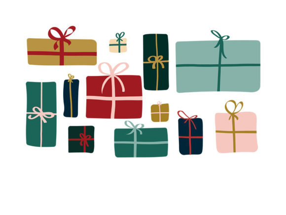 Colorful Christmas Boxes Clipart SVG for Website and Editorial Design