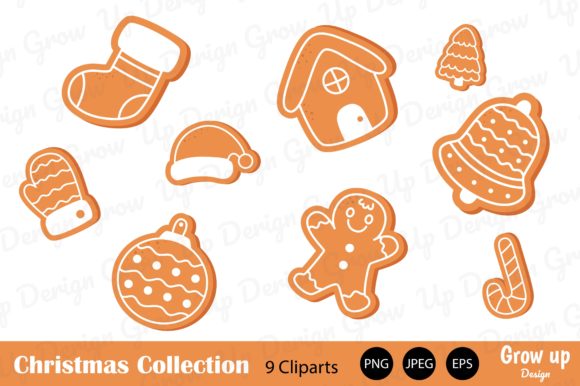 Cut Gingerbread Cookies Christmas Set