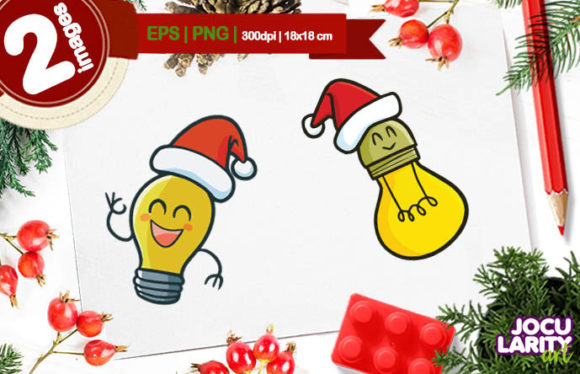 Cute Christmas Bulb Lamp Cartoon Vector Illustration