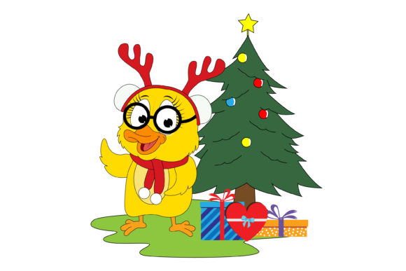 Cute Duck Cartoon on Christmas Illustrations