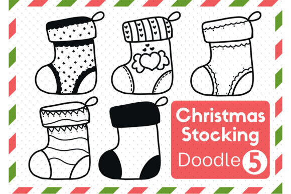 Doodle Christmas Stocking Set9 Illustrations