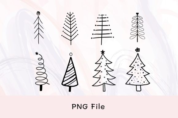 Doodle Christmas Tree Set Illustrations