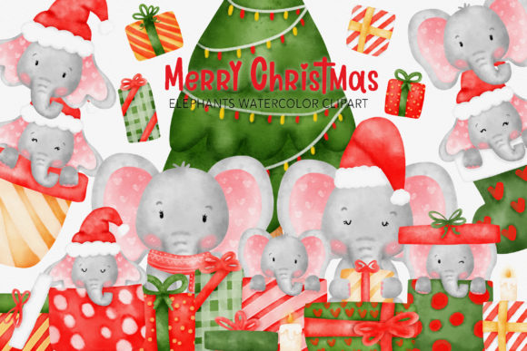 Elephant Merry Christmas Watercolor Illustration Review