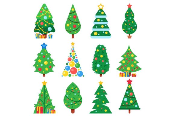 Flat Paper Christmas Tree Illustration Review