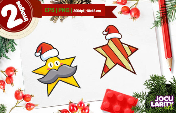 Funny Christmas Star Cartoon Illustration for Digital Products