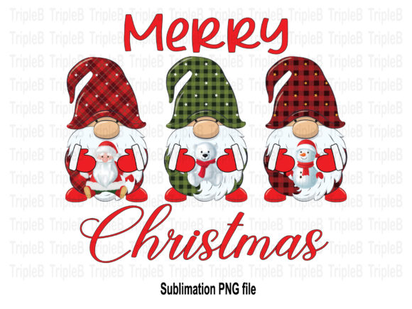 Merry Christmas Gnome Sublimation Illustration