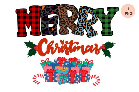 Merry Christmas Plaid Leopard Gift Illustrations