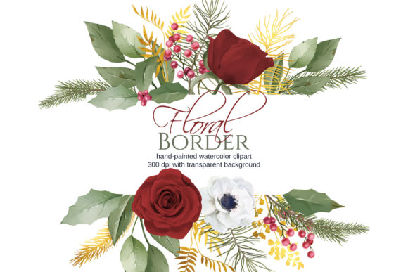 Red Gold Christmas Border Illustrations