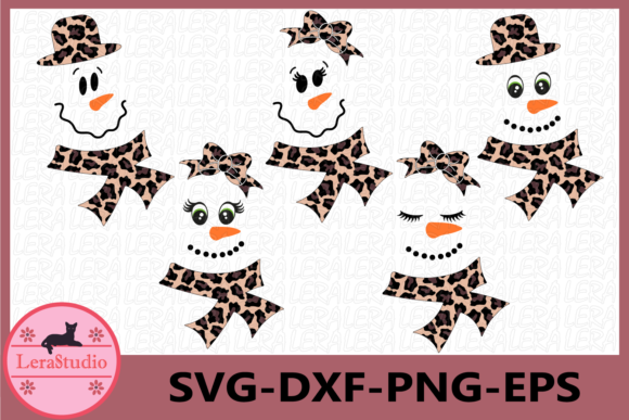 Snowman Face, Snowman Leopard Christmas Illustration