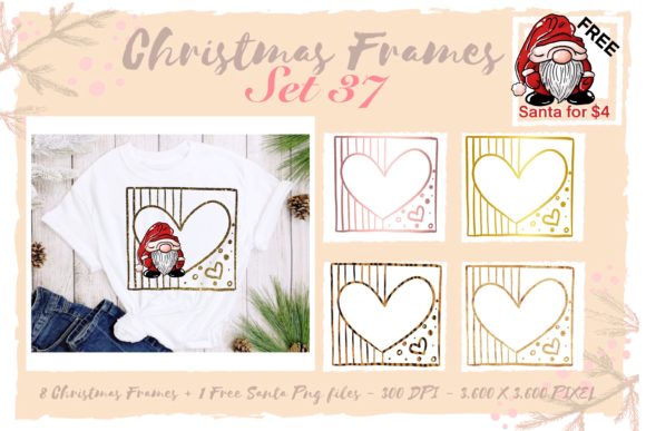 Sublimation Christmas Frames Set 37 - Illustrations for Festive Design