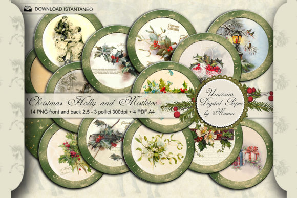 VINTAGE GREEN CHRISTMAS Illustrations