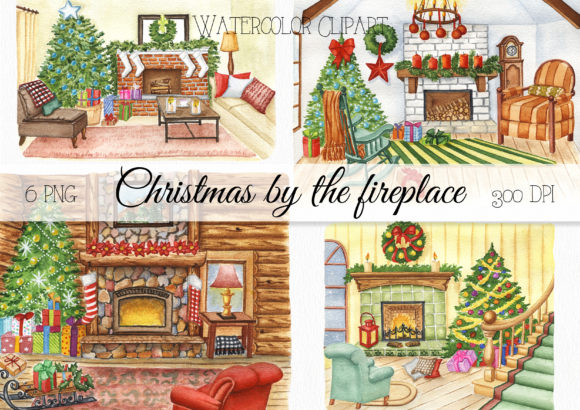 Watercolor Christmas Scene Illustration for Design Projects