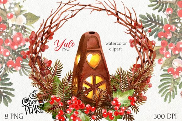 Yule Blessings Christmas Clipart PNG for Crafting and Illustrations